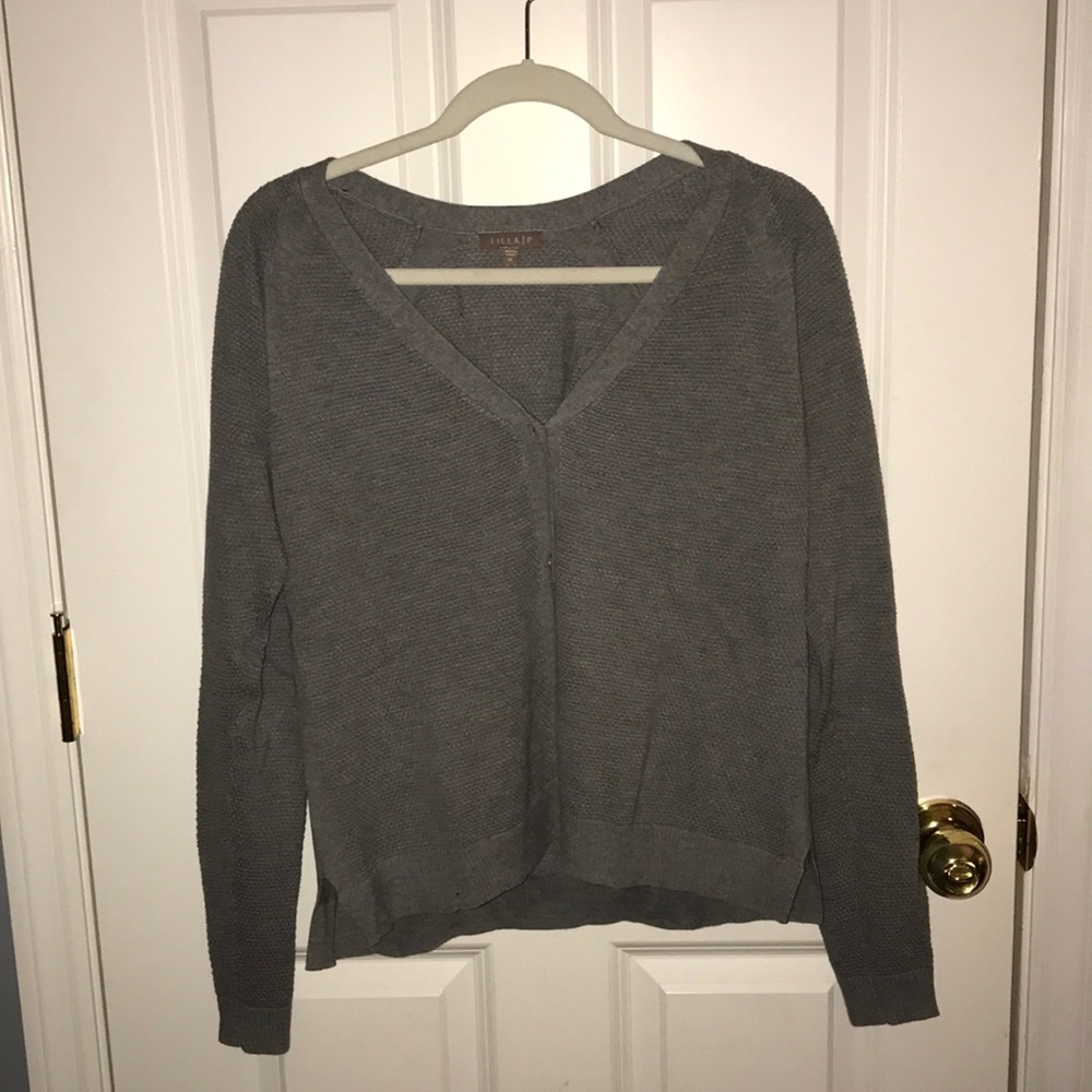 Lilla P. Grey Button Down Cardigan